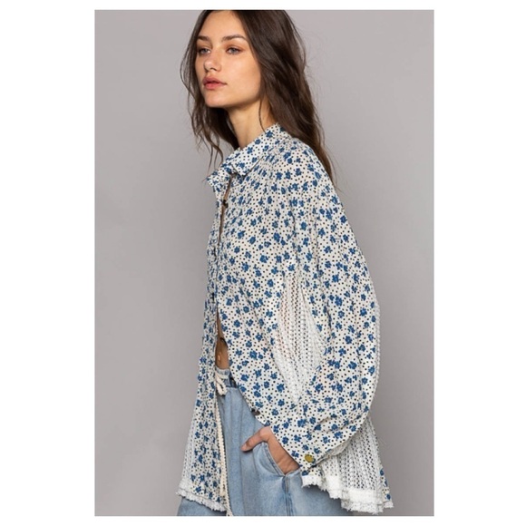 POL button down ruffle sleeve top size large NWOT - Picture 2 of 8